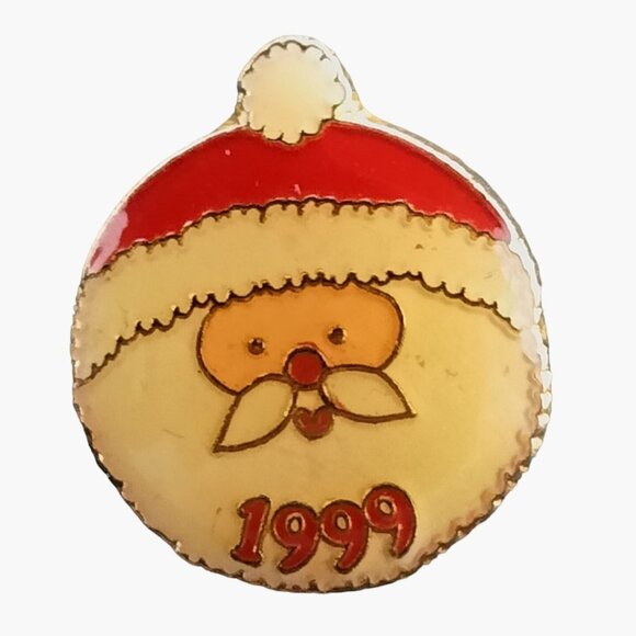 Santa Clause Pinback Pin Tie Tack Vintage 1999 Christmas Holiday Enamel Jewelry - Picture 1 of 4